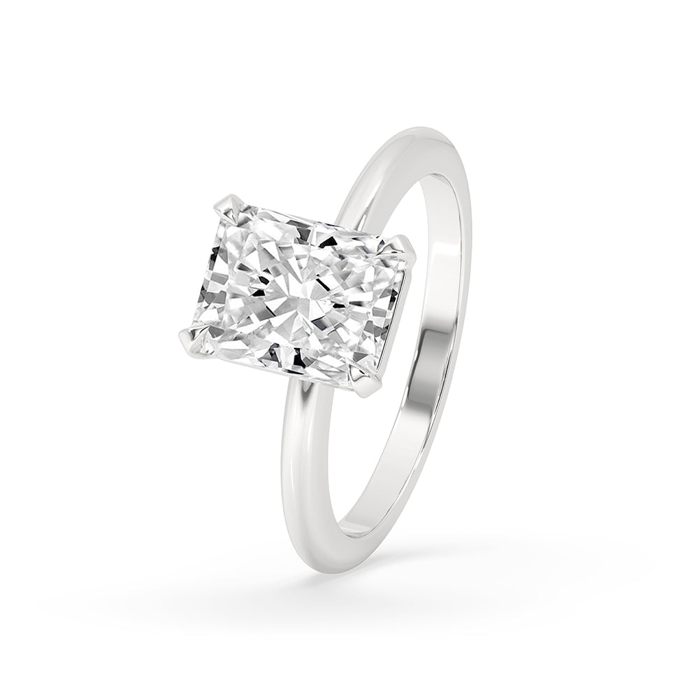 Custom engagement ring with radiant cut and IGI certified Lab Grown Diamond.
