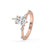 Round side stone ring with a charming rose gold diamond ring setting.
