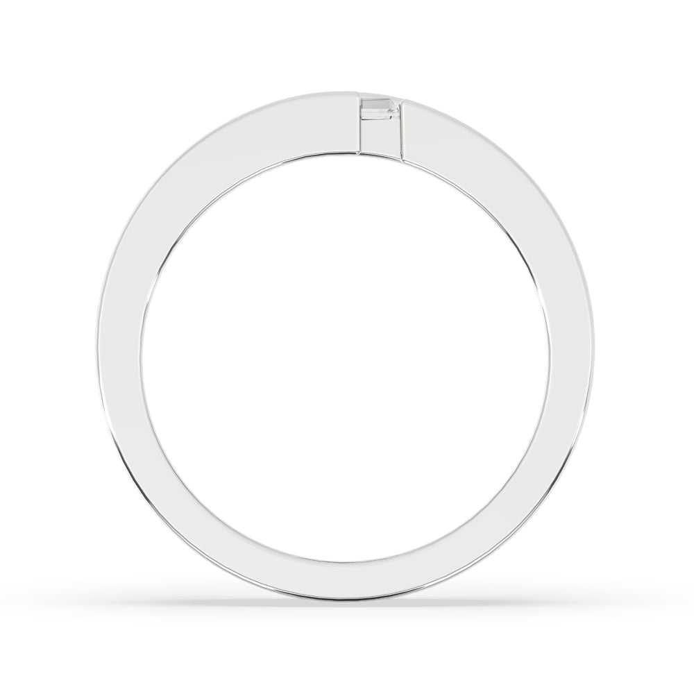Solitaire Wedding Band with elegant baguette diamonds.