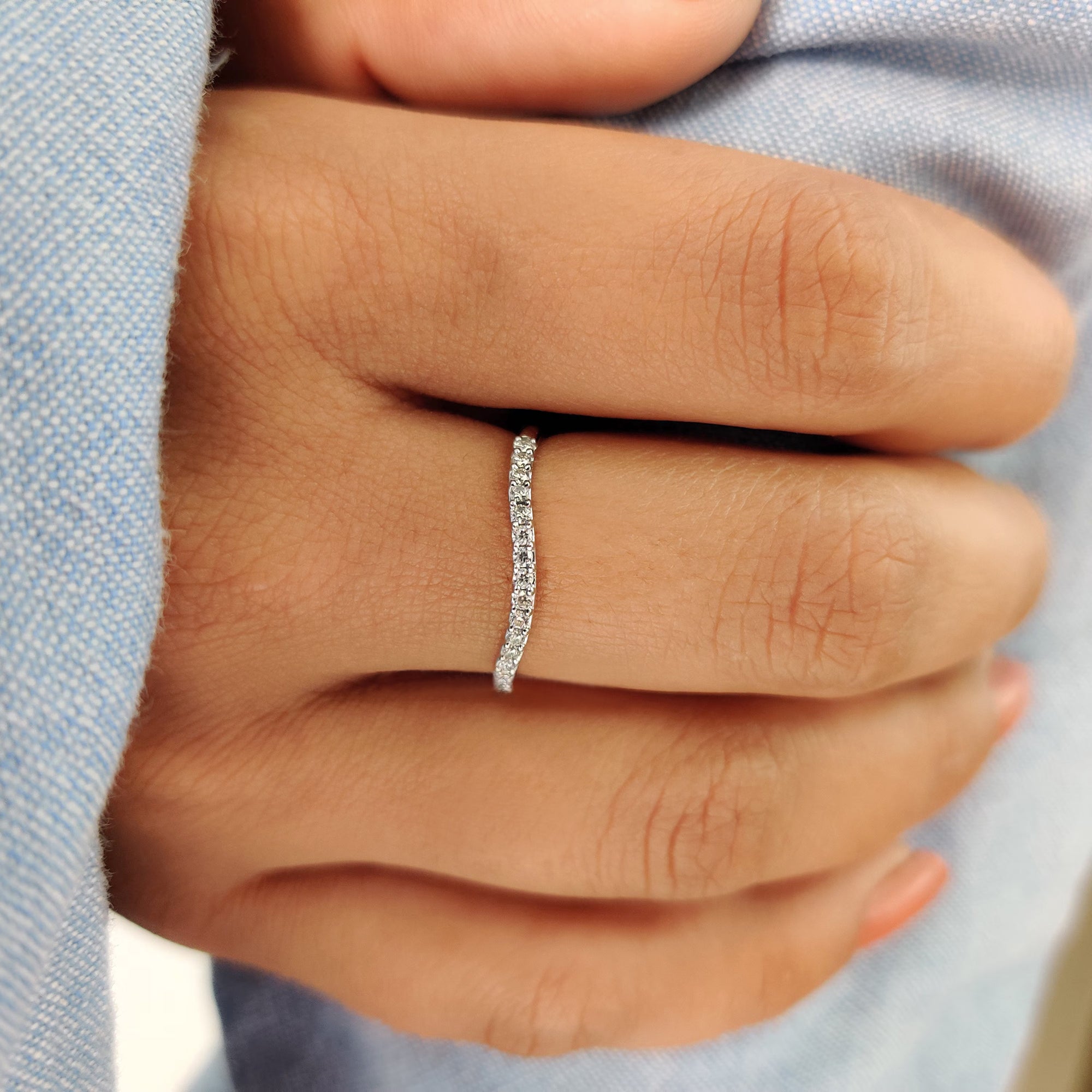 Moissanite Wedding Band with brilliant stones for a stunning look.
