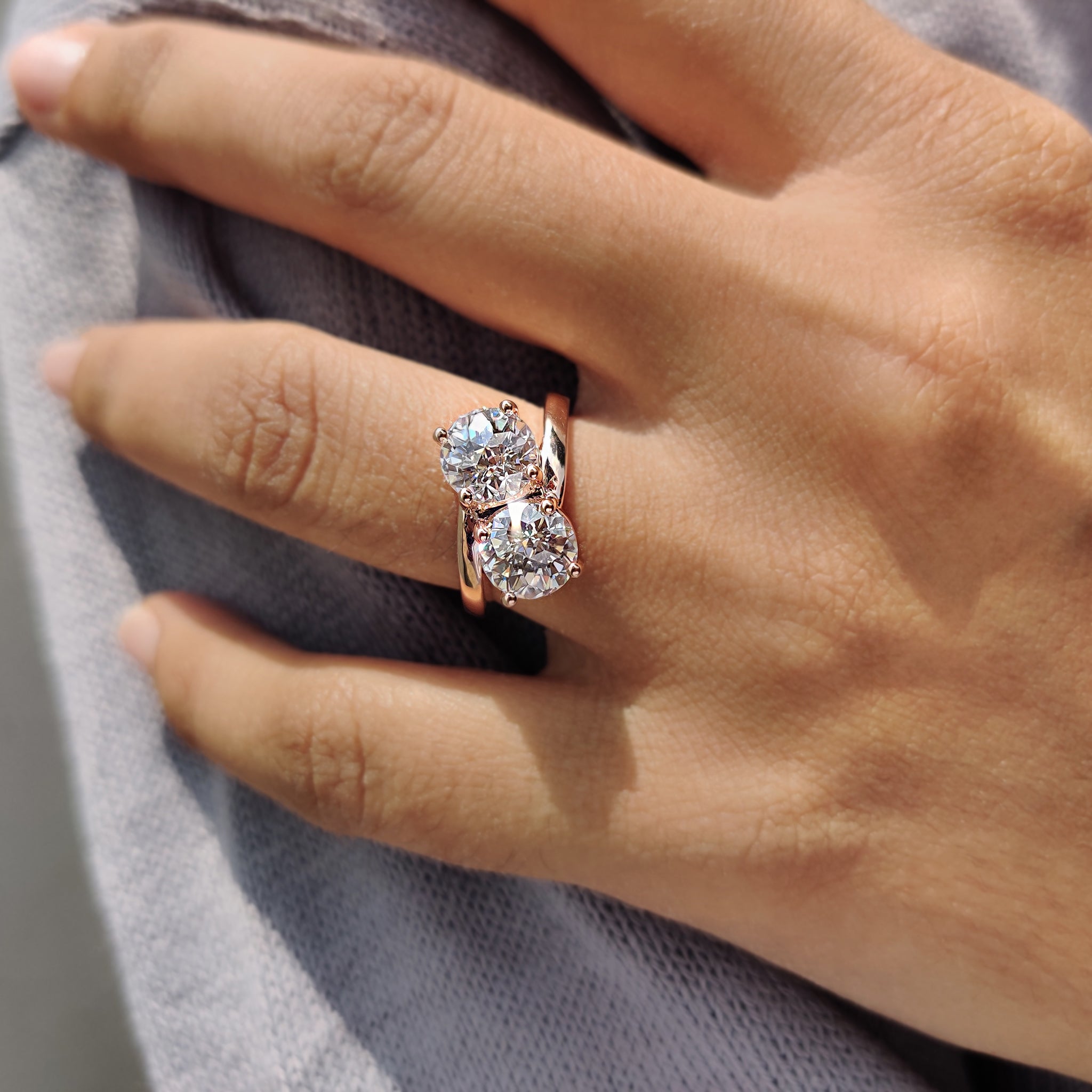 Rose gold ring offers soft color with a warm tone.
