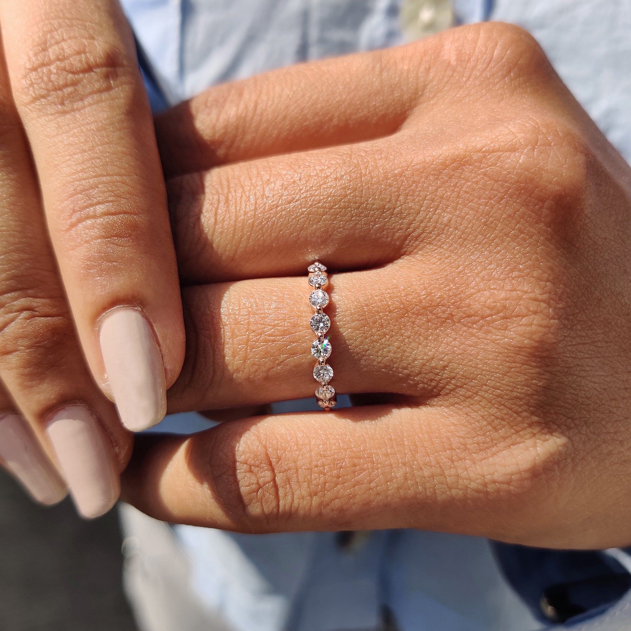 Shared Prong Eternity Band In Rose Gold