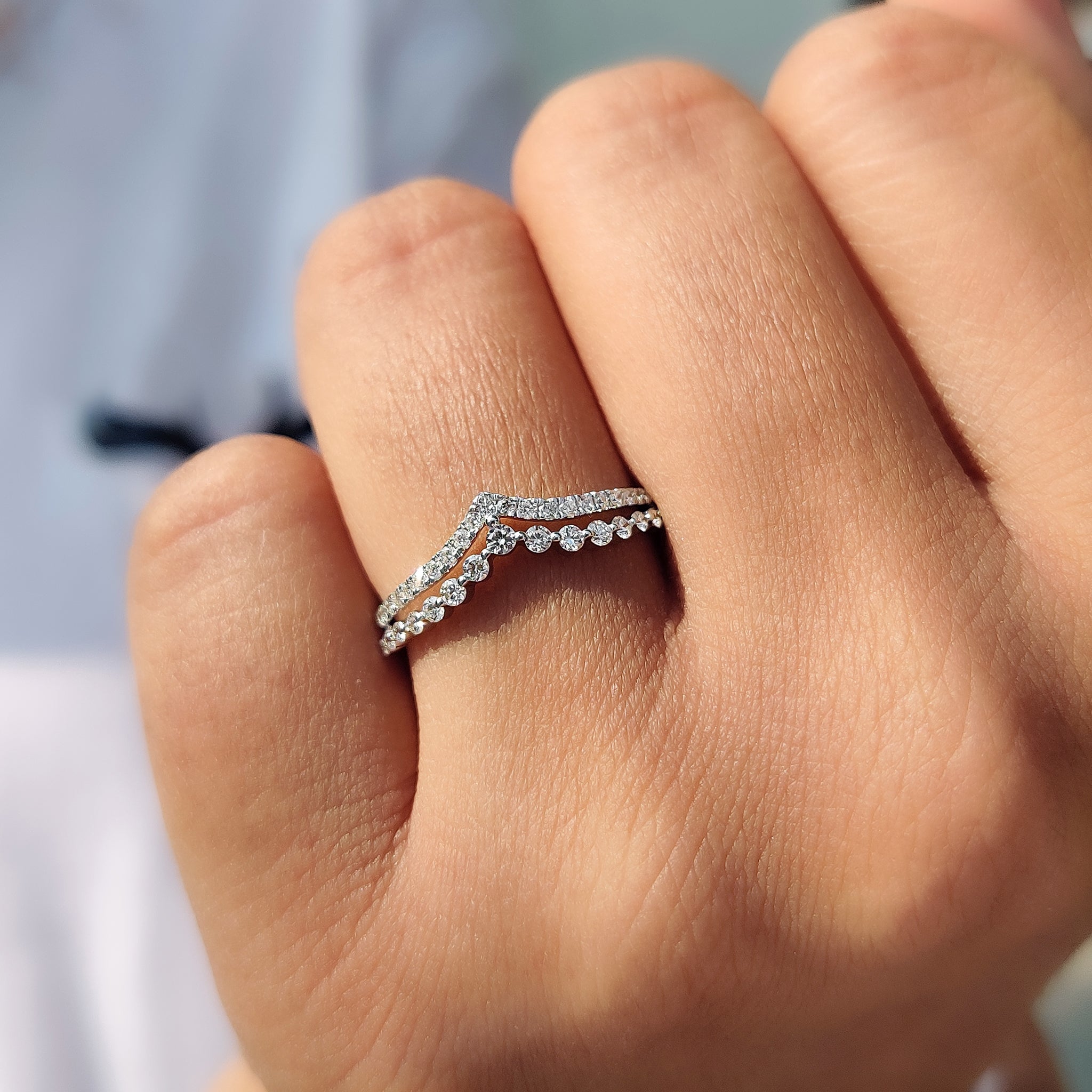 White Gold Wedding Band with sparkling round diamonds.
