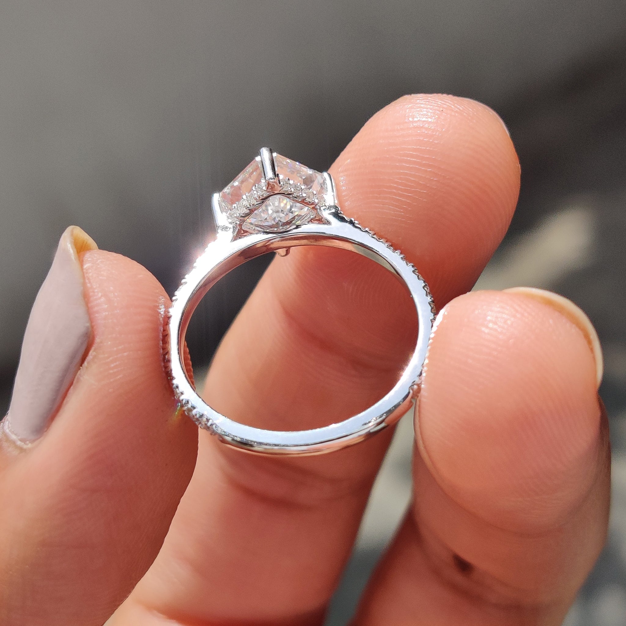Lab grown diamond engagement ring with brilliant clarity.
