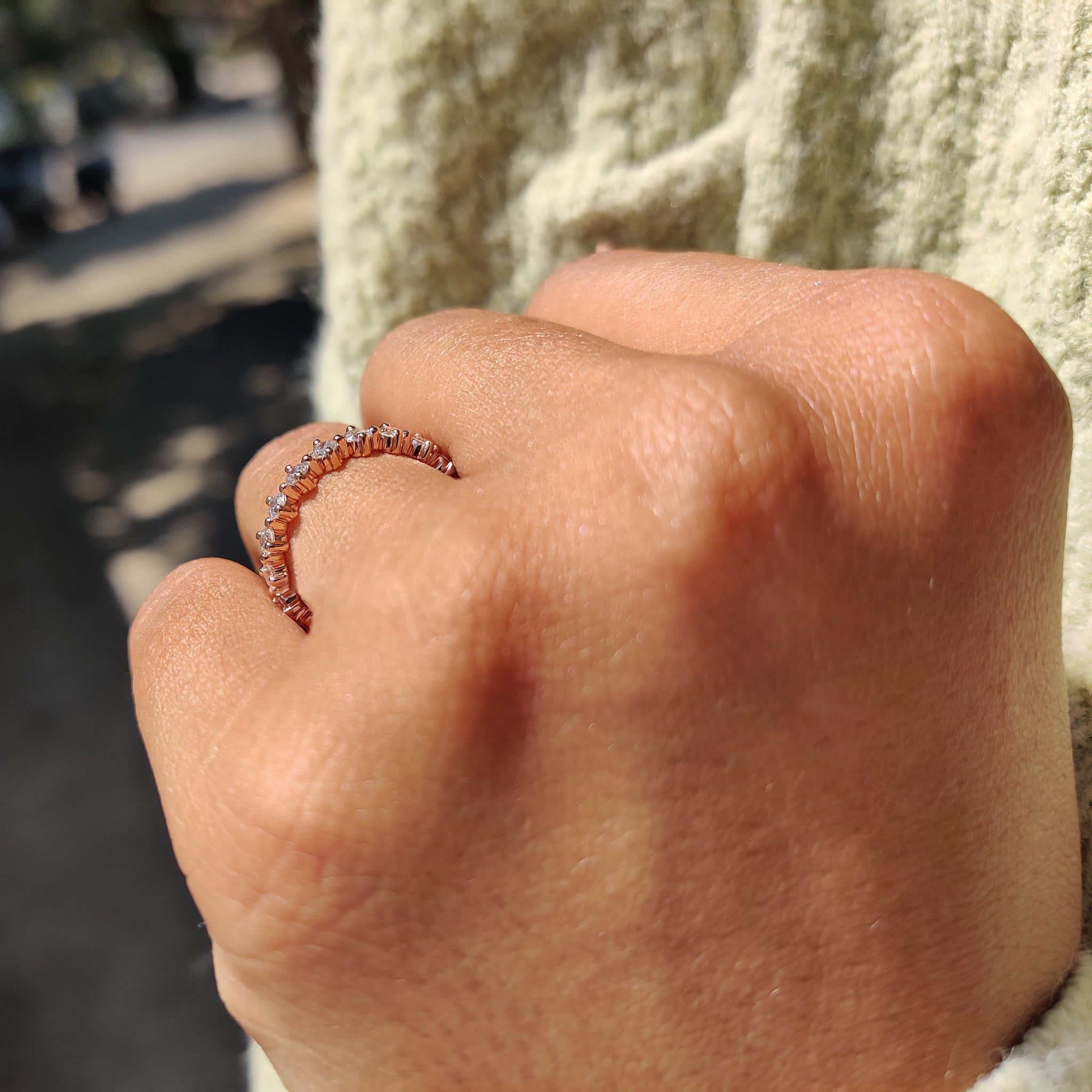 Secure Compass Prong Round Diamond Eternity Wedding Band