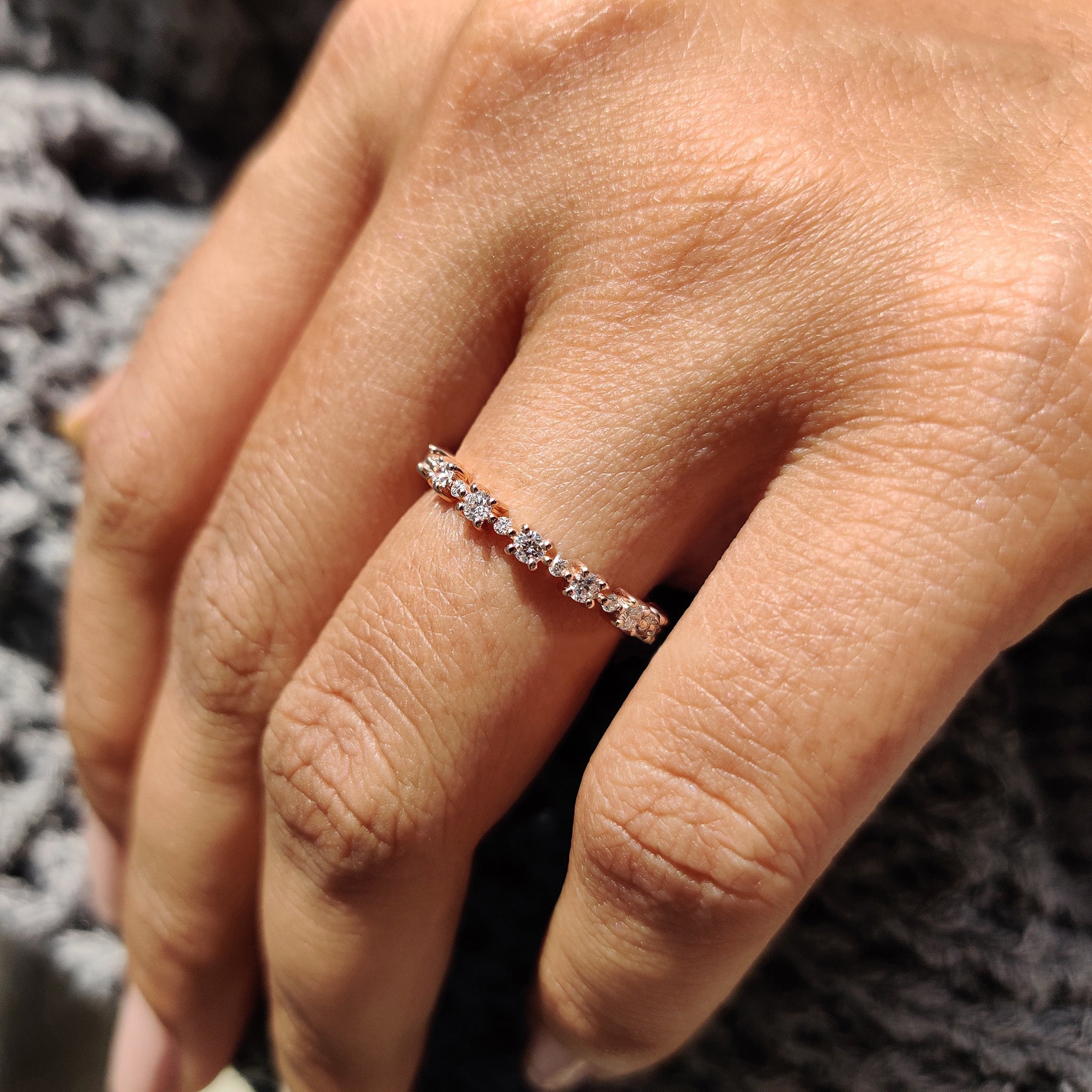 Round Cut Diamond Eternity Rose Gold Wedding Band
