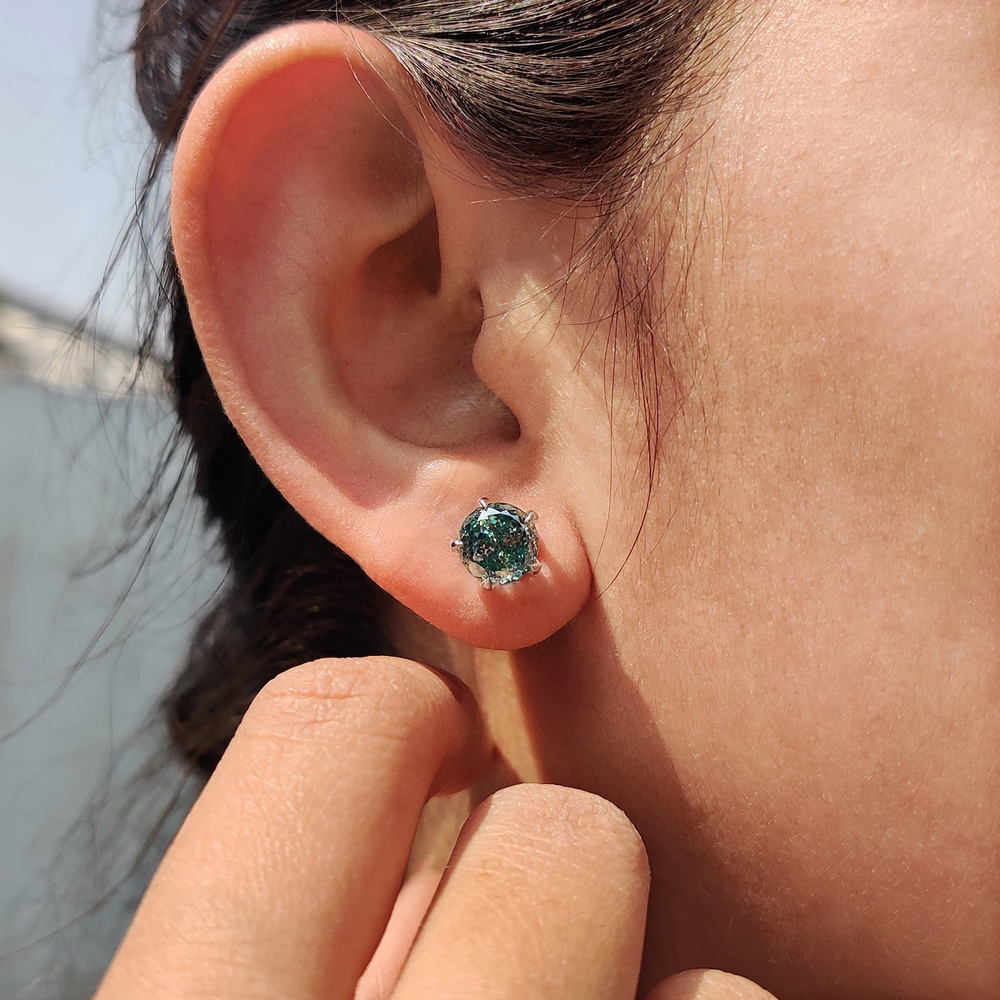 Push back earrings designed for comfort in Antique Cut Moissanite Stud Earrings from carat Diamonds earrings.
