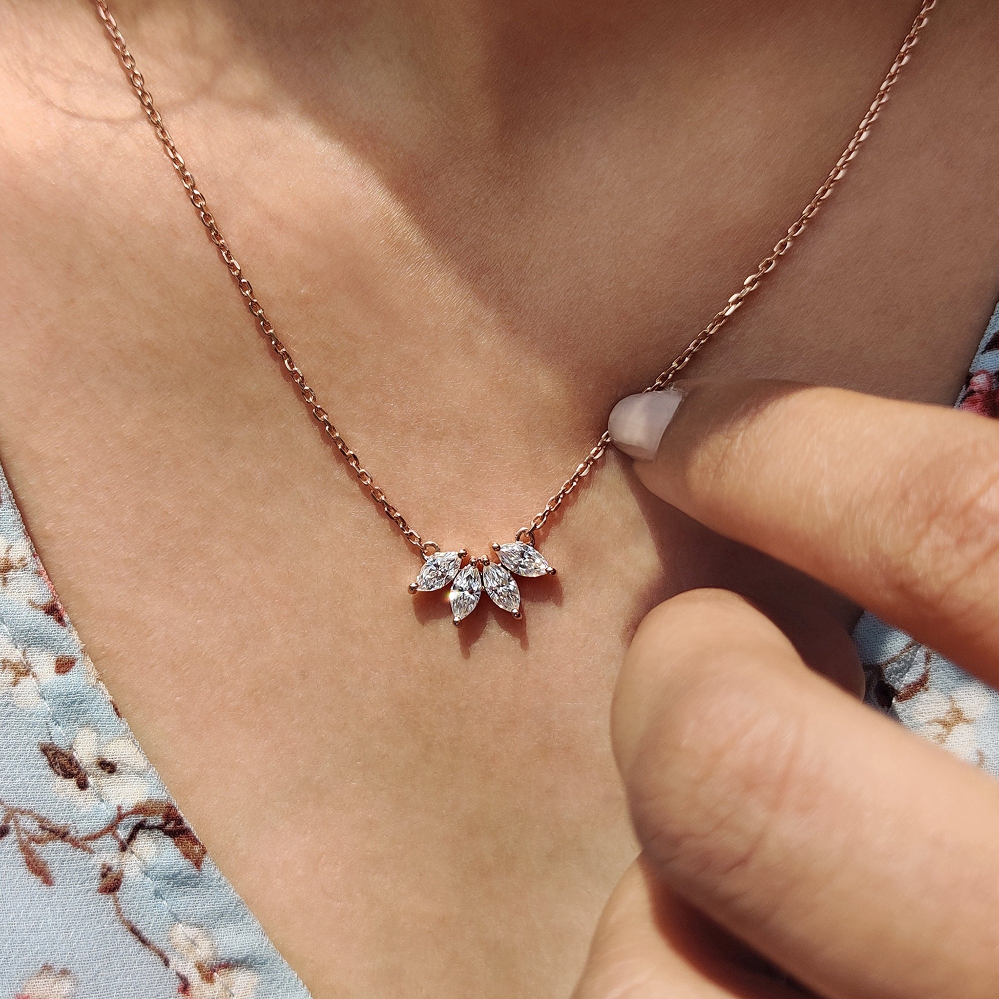 Prong set pendant featured in Four Stone Pendant and pendant for women collection.
