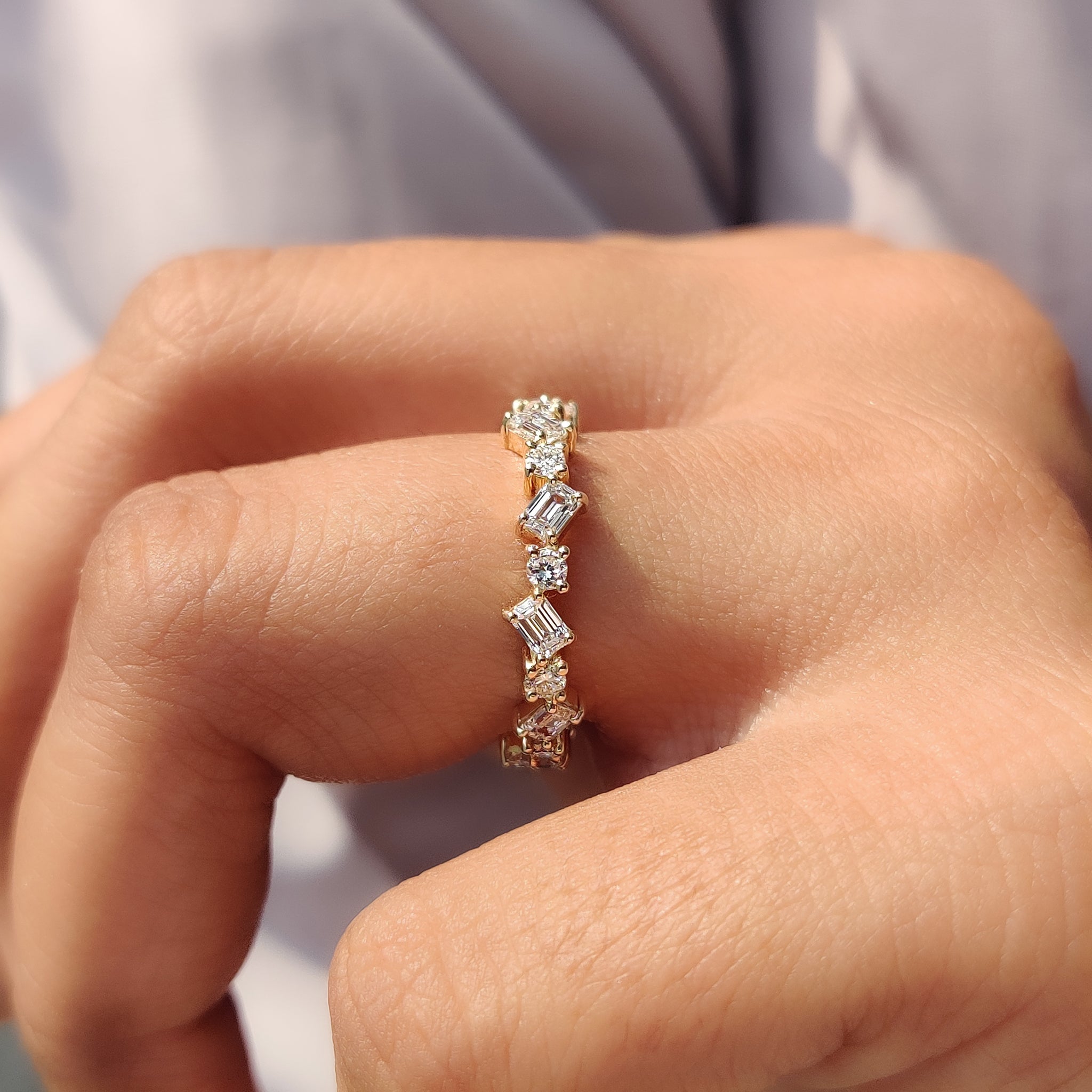Yellow gold diamond band with a timeless sparkle.