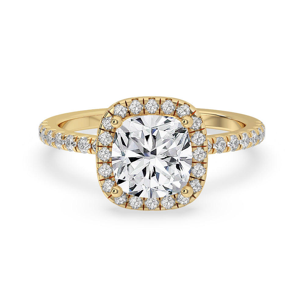 2 Carat Cushion Cut Diamond Ring With Pave Band