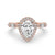 A stunning diamond pear shaped engagement ring with a halo design, perfect for timeless elegance and sophistication.
