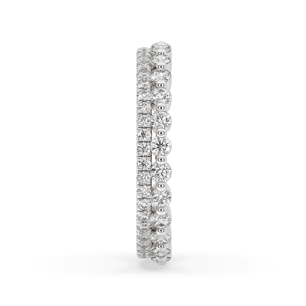 Pave set wedding band with a sophisticated and modern style
