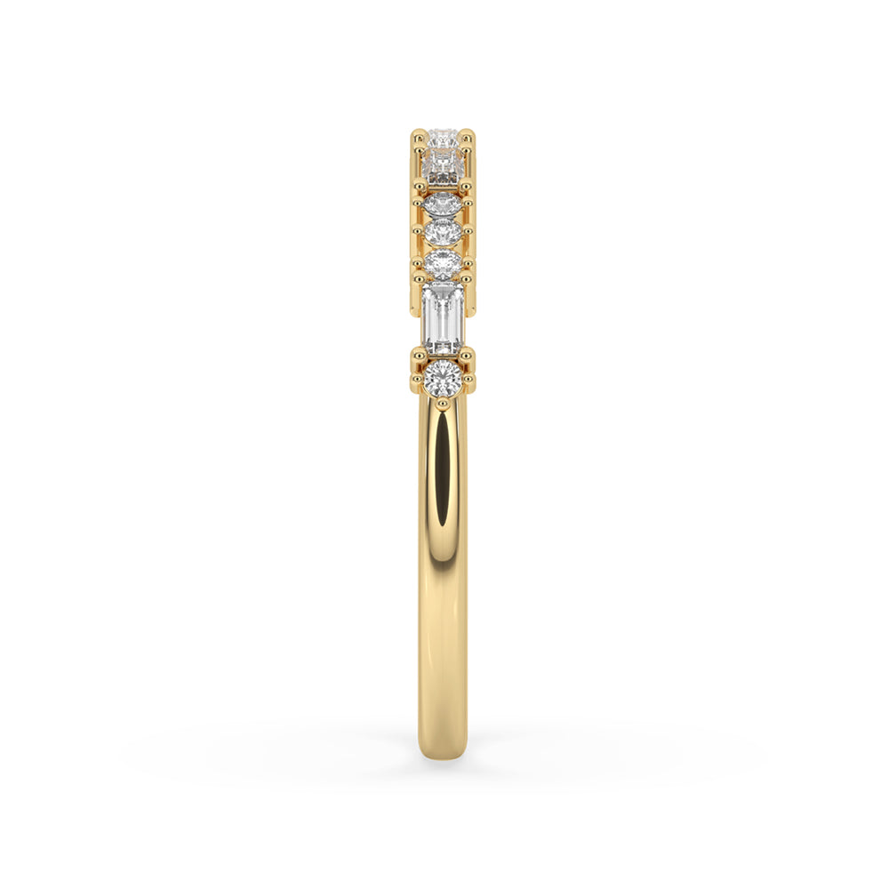 Classic diamond and baguette wedding band showcasing carat diamonds, ideal for a modern yet sophisticated style.

