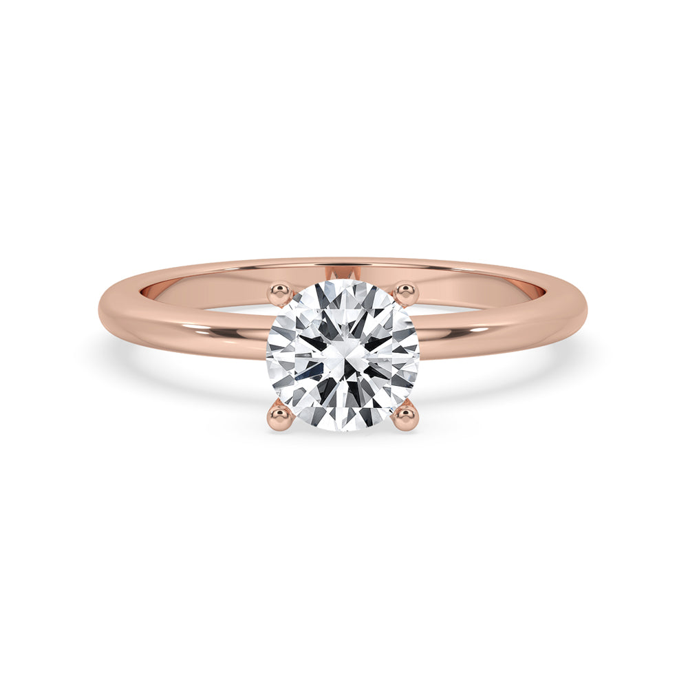 Hidden Halo Engagement Ring with round cut diamond, 4 prong setting, and Lab Grown Diamond, IGI certified, handmade jewelry.