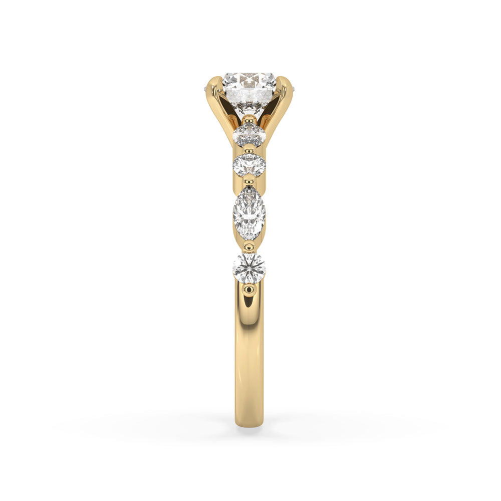 3 carat round diamond ring in prong setting, handmade jewelry.
