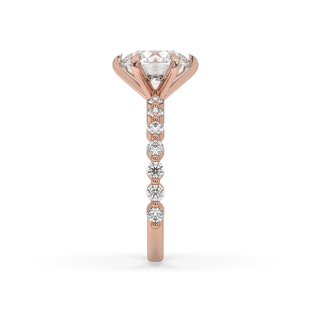 Handmade jewelry with round cut diamond and 6 prong setting ring design.
