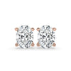 Oval Cut Diamond Earrings featuring solitaire diamonds in Rose gold.
