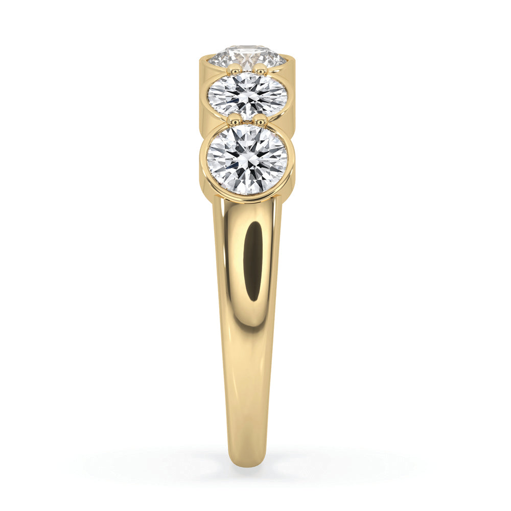 Round cut diamond band crafted as a handmade band with lab grown diamonds.
