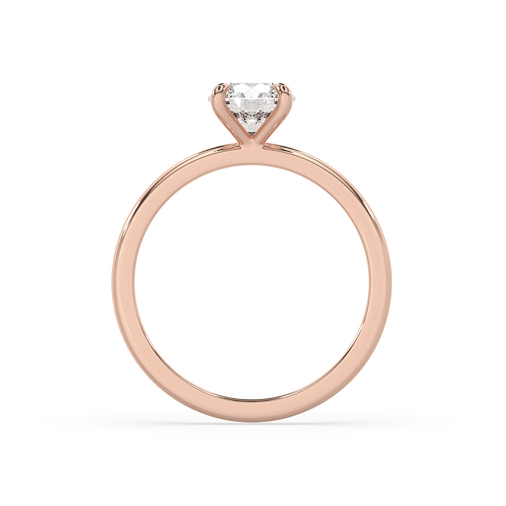 Rose gold diamond ring with a sleek, elegant design.
