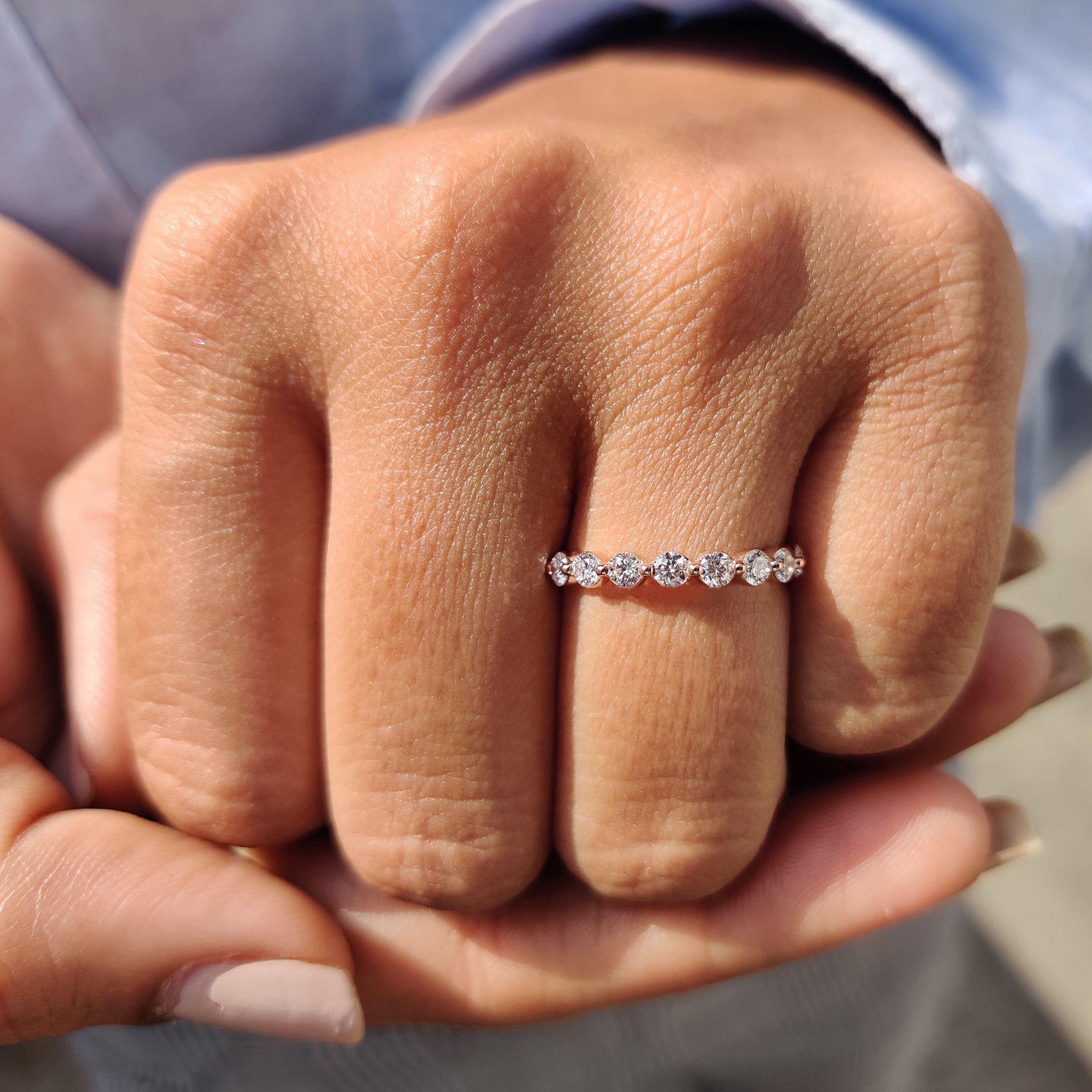 Shared Prong Diamond Band With Round Cut