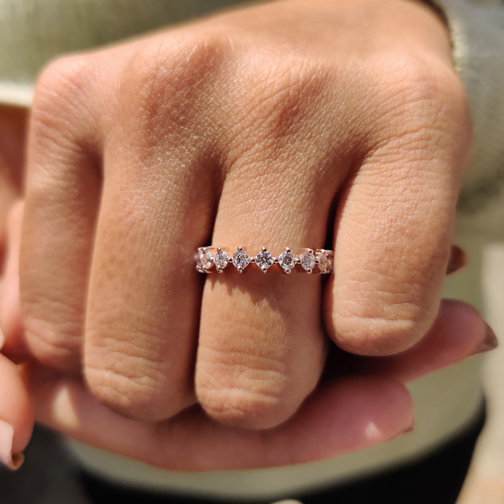 Round Diamond Band - White Gold