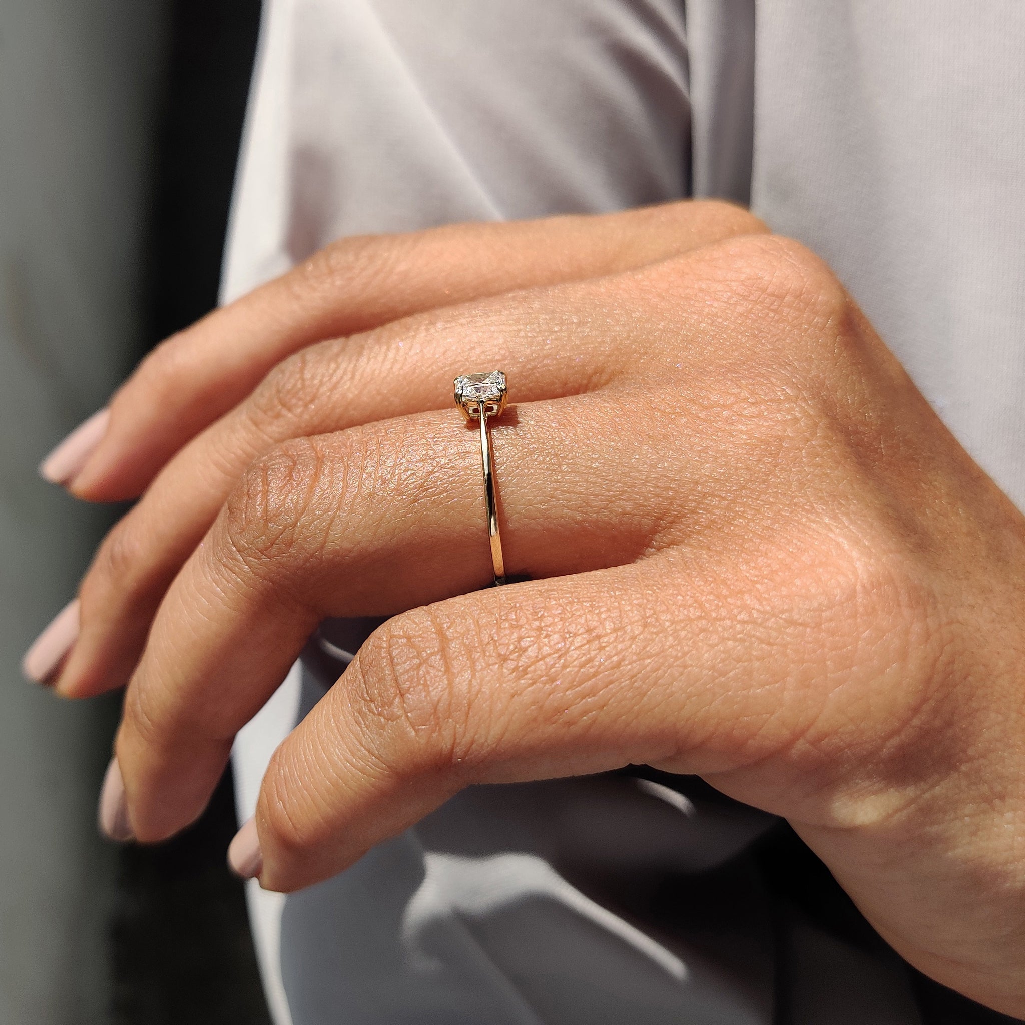 Square Radiant Cut Diamond Ring In Yellow,Rose,White Gold