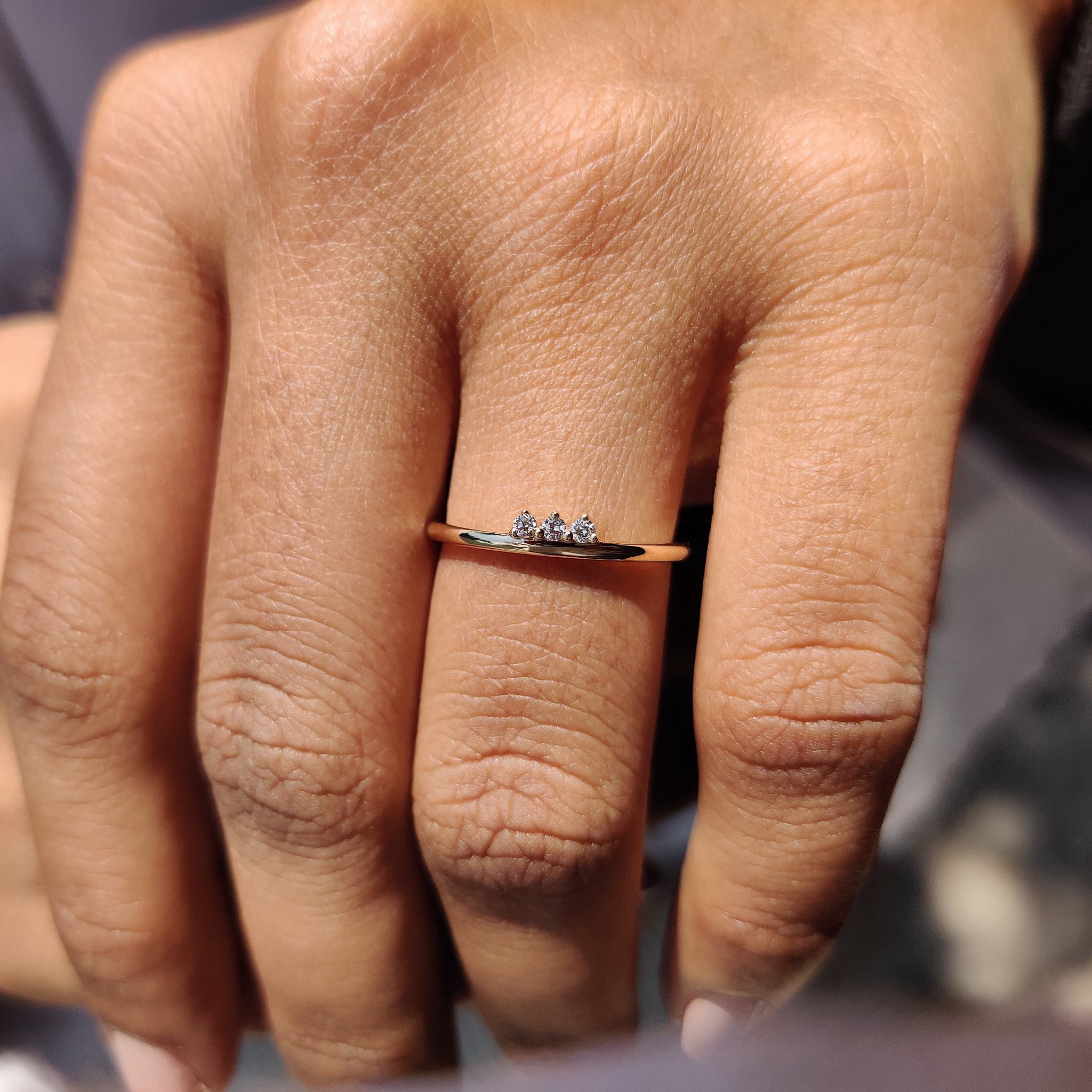 3 Stone Wedding Band - Round Diamonds