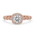 Round halo engagement ring with diamond halo setting and Lab Grown Diamond, crafted as handmade jewelry.
