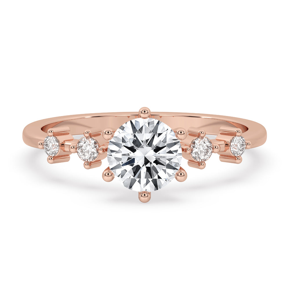 Round diamond engagement ring featuring a round brilliant cut diamond in a 6 prong diamond ring setting, crafted with IGI certified Lab Grown Diamond.