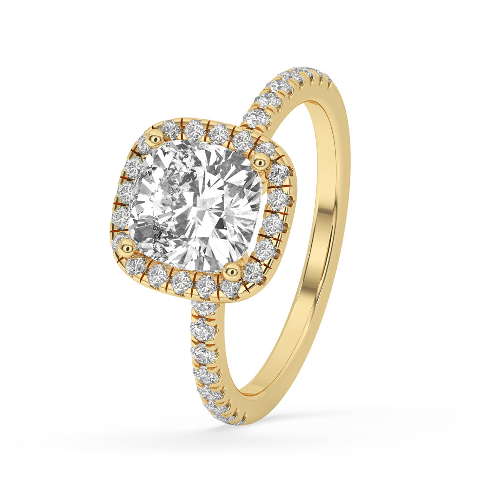 2 Carat Cushion Cut Diamond Ring With Pave Band
