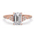 Emerald cut engagement ring diamond with claw prong setting, IGI certified.
