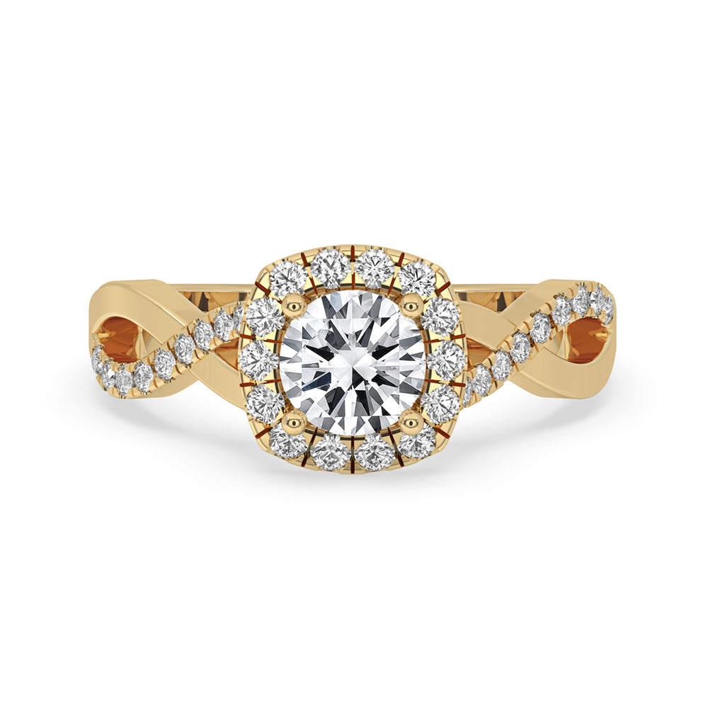 Elegant round halo engagement ring with a stunning halo diamond ring featuring a 4 prong engagement ring setting for secure brilliance.
