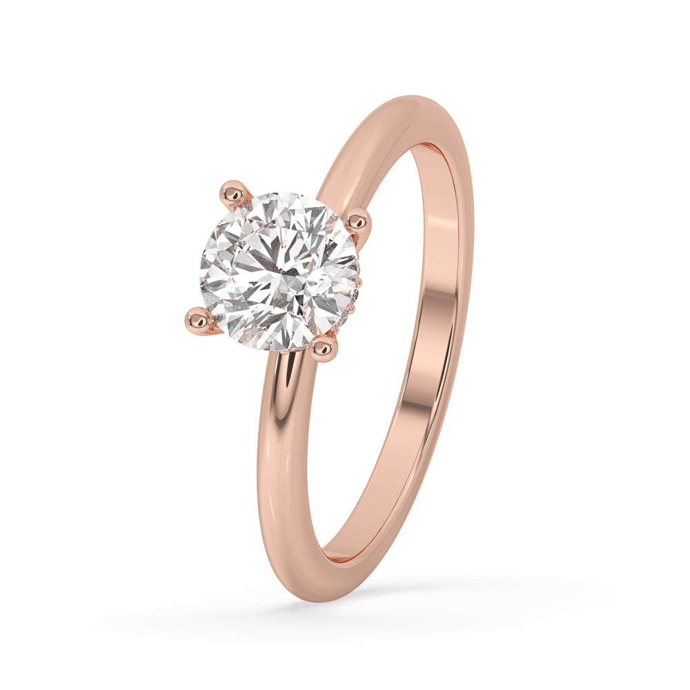 Hidden halo setting with round brilliant cut diamond, 4 prong ring, and carat diamonds engagement ring, crafted as handmade jewelry.