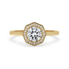 Diamond halo engagement ring with round diamond in halo setting, featuring Lab Grown Diamond and IGI certification.