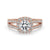 Split shank engagement ring featuring a stunning halo diamond that enhances its beauty and elegance.