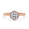 Hexagon Shape Halo Engagement Ring In Rose Gold