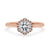 Hexagon Shape Halo Engagement Ring In Rose Gold