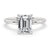 Emerald cut solitaire ring with a 4 prong claw setting, featuring a lab grown diamond.
