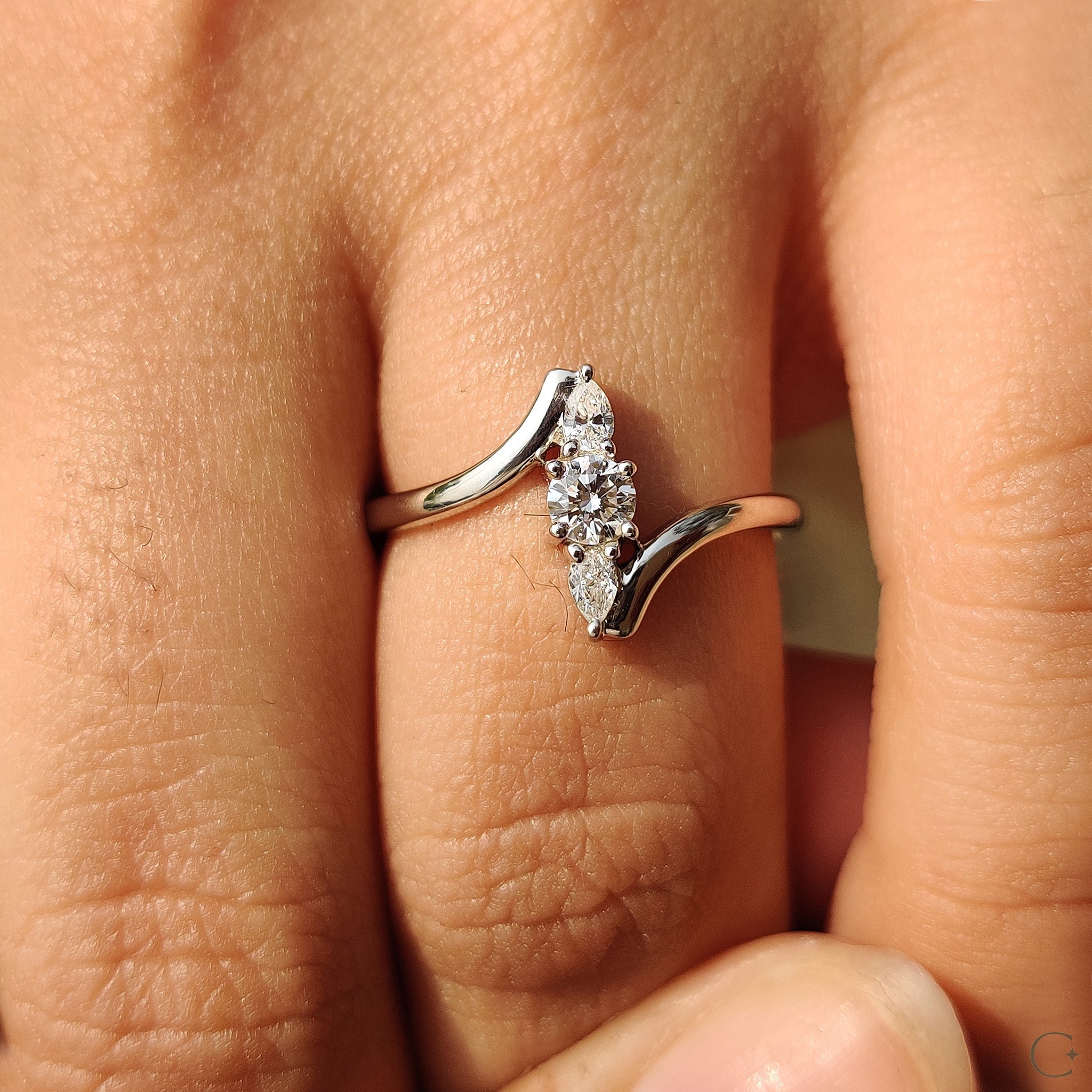 Round cut diamond engagement ring in a classic setting.
