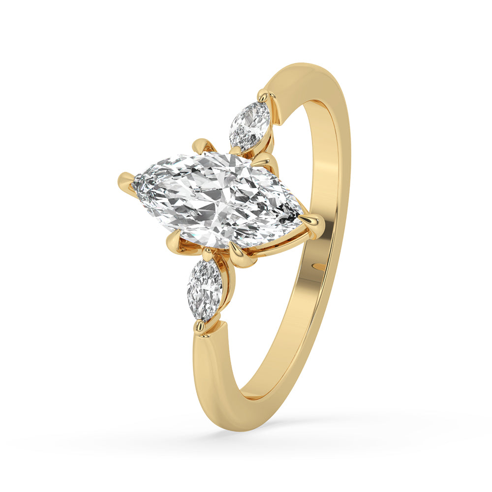 Claw Prong Ring Setting showcasing a stunning marquise diamond.
