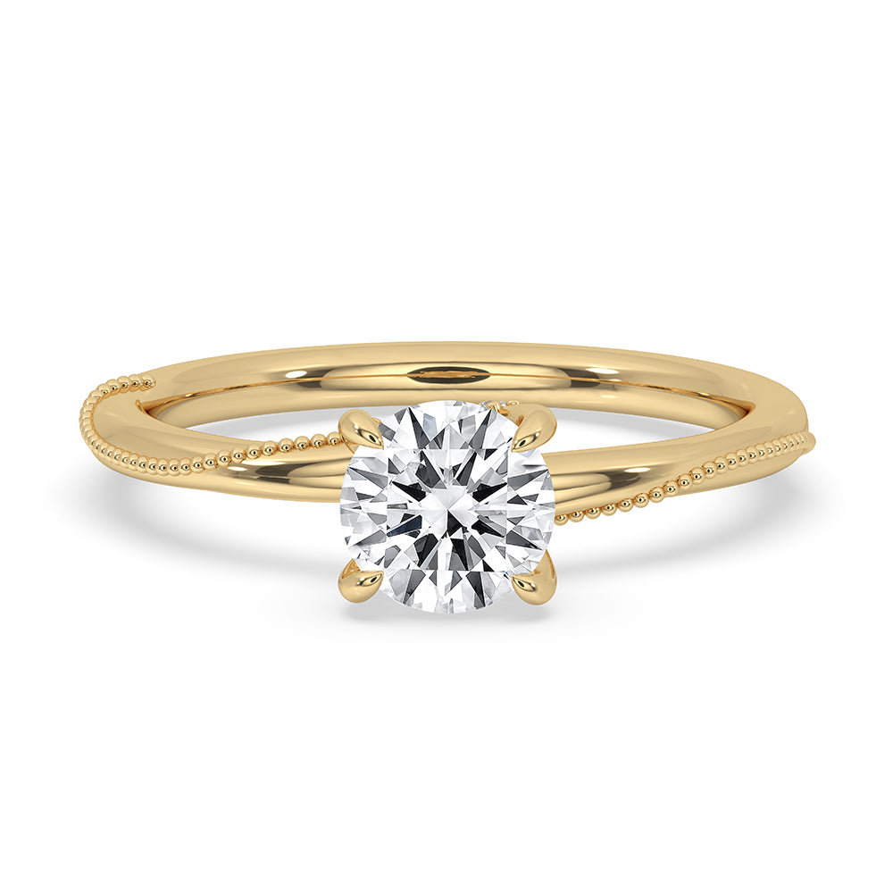 Milgrain Setting Ring with round cut diamonds for a classic look.
