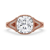 Milgrain Engagement Ring Setting with a cushion cut diamond.
