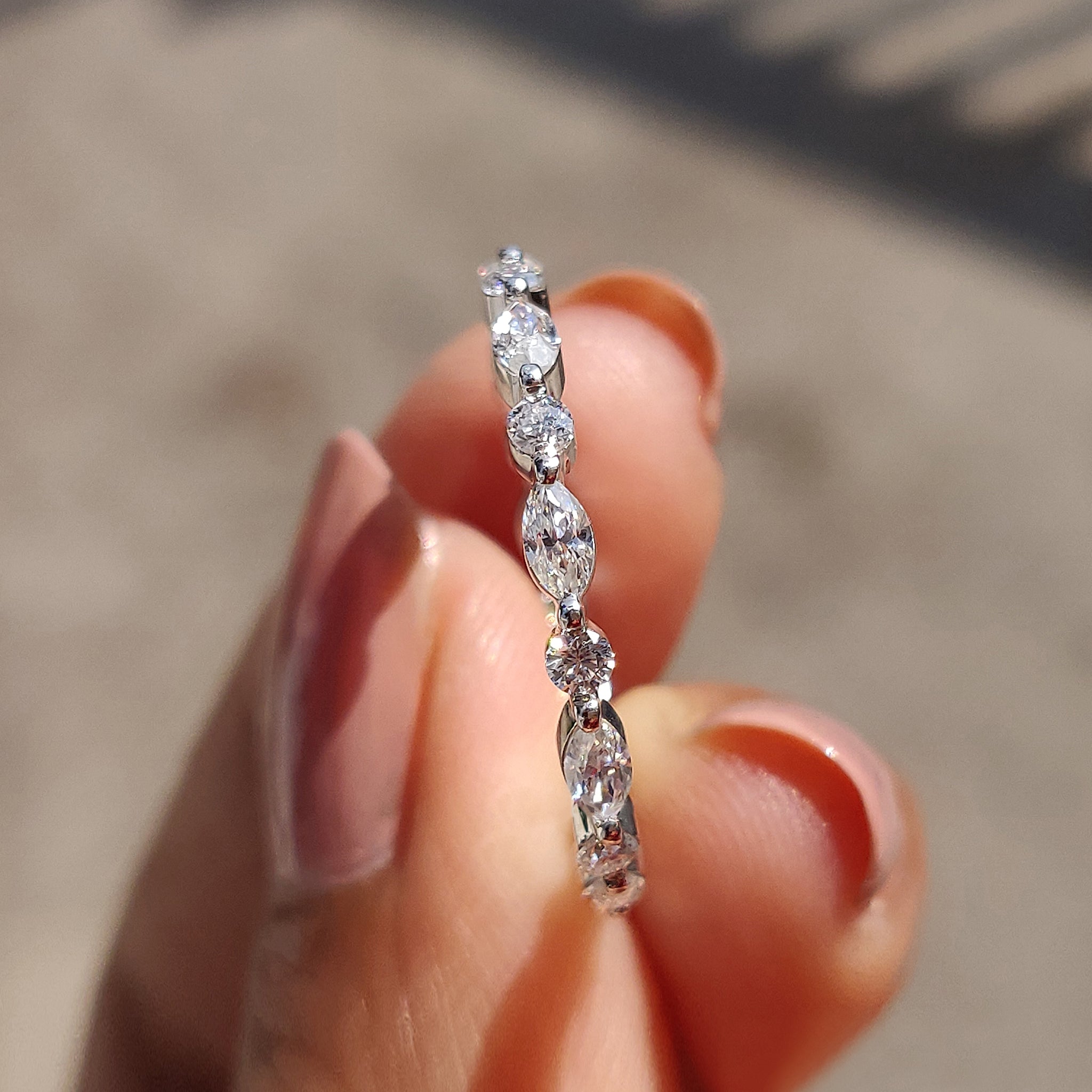 Floating Bubble Wedding Band In White Gold