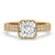 Radiant cut diamond engagement ring with yellow gold diamond ring.