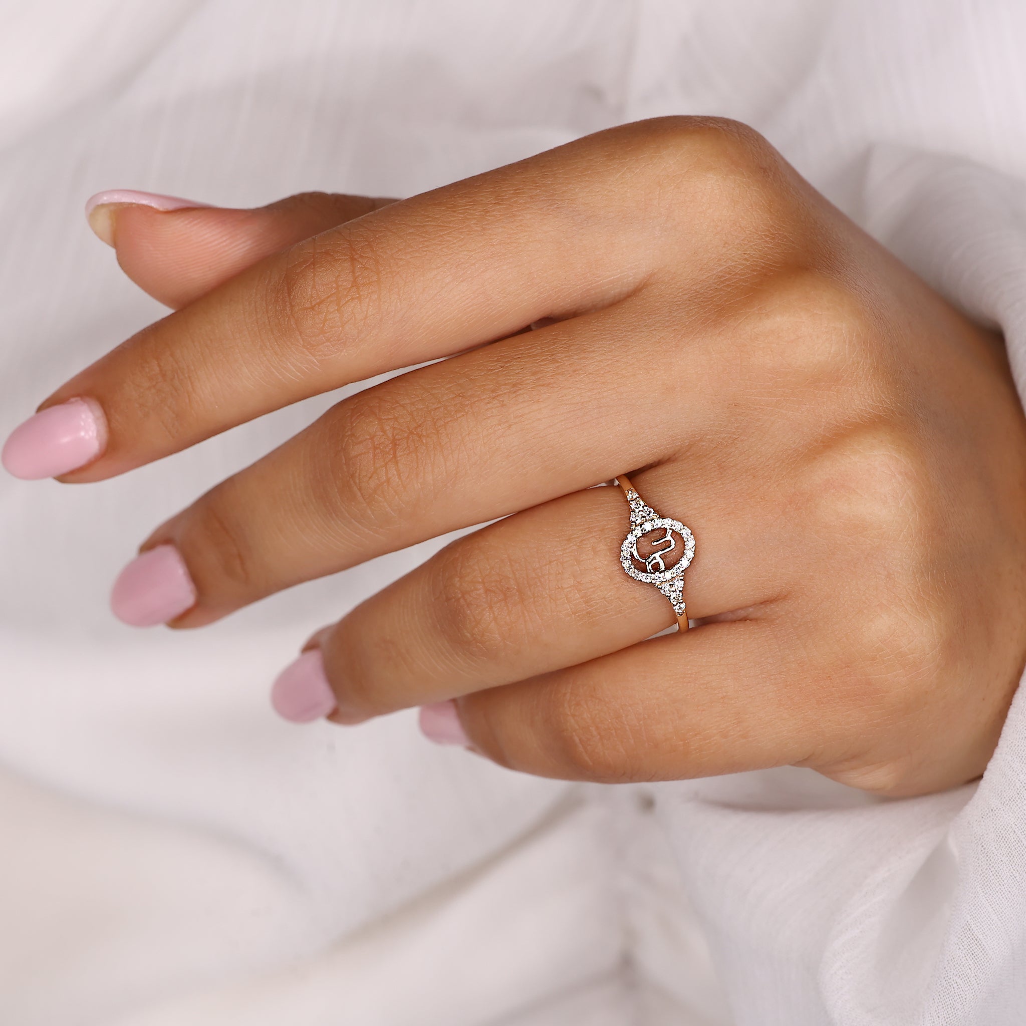 Astrology ring featuring Capricorn zodiac sign and Lab Grown Diamond center.
