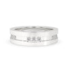 White Gold Wedding Band with round cut diamonds and matte finish.

