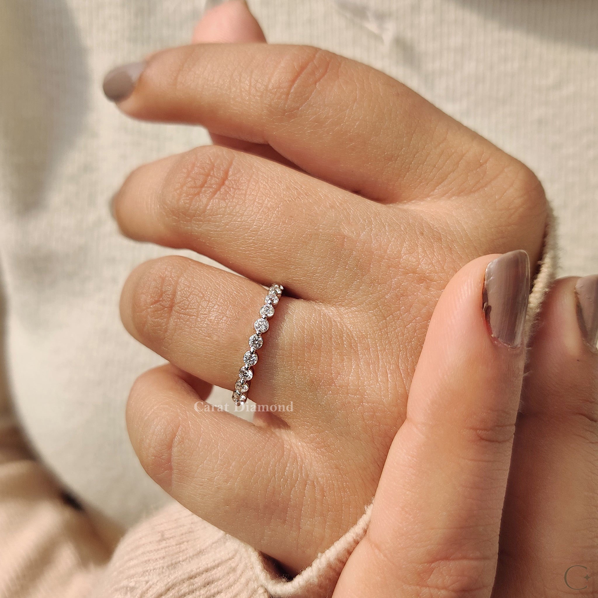 Buy wedding band with lab-grown diamonds for a unique touch.
