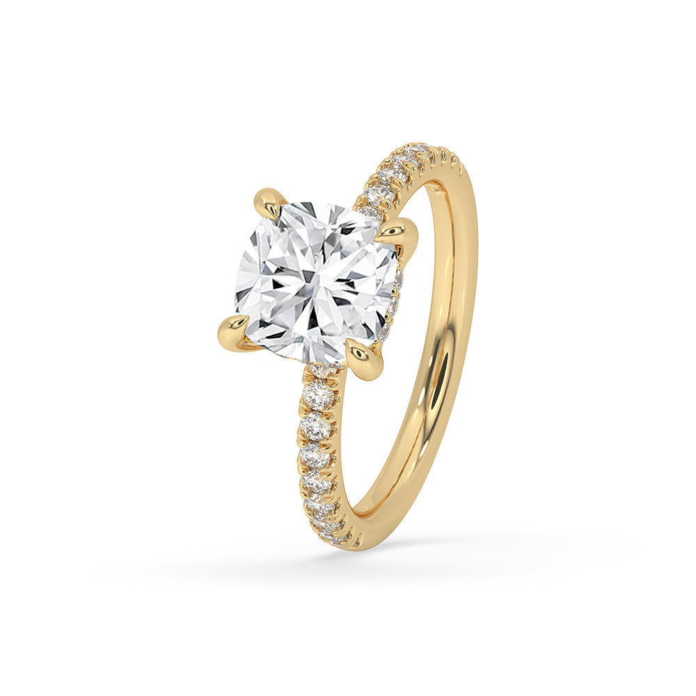 Handmade custom engagement ring with lab grown diamond.
