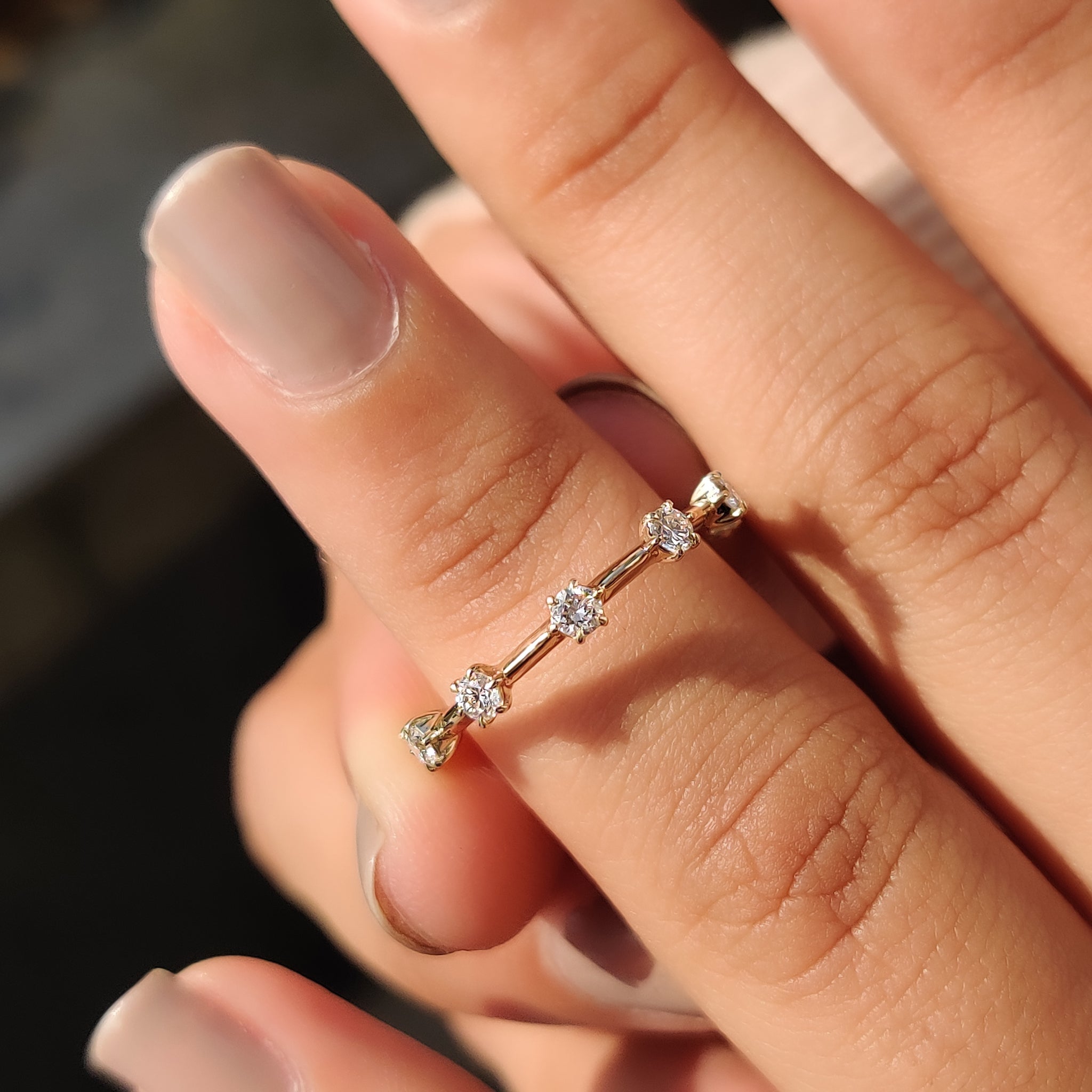 Custom Wedding Band with round cut diamonds.
