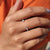 Open moissanite wedding ring in white gold